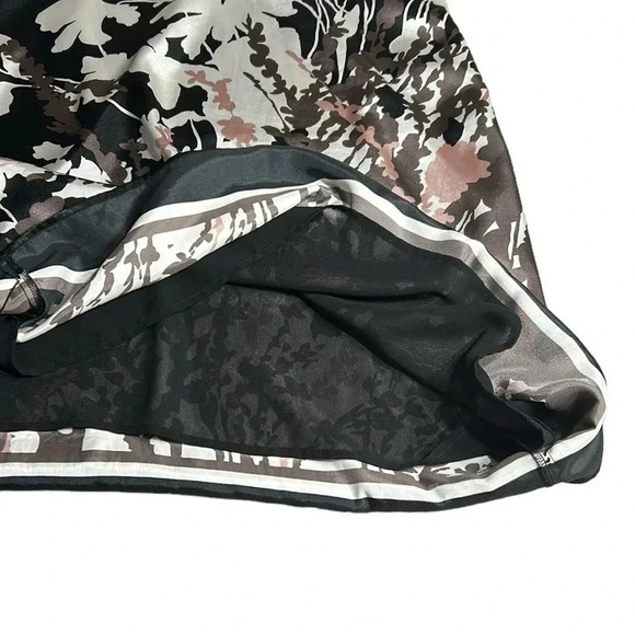 RW & CO dress, halter ,sateen,shiny ,empire waist ,size  10 .Black floral artsy. - Picture 7 of 17